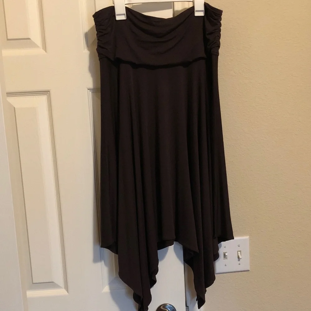 🤎Brown Draped midi maxi skirt Asymmetrical Handkerchief Skirt - Picture 2 of 13